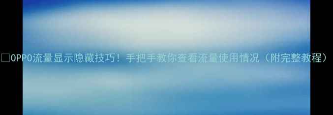 图片 📱OPPO流量显示隐藏技巧！手把手教你查看流量使用情况（附完整教程）