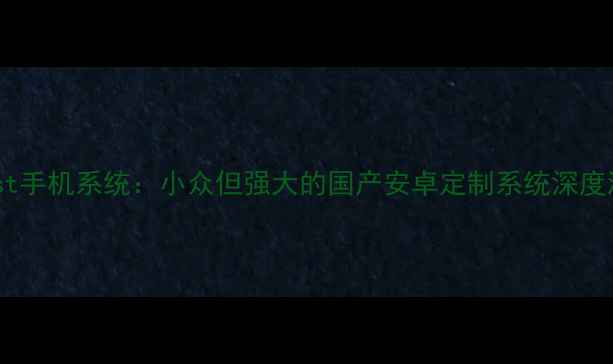 ghost手机系统小众但强大的国产安卓定制系统深度测评