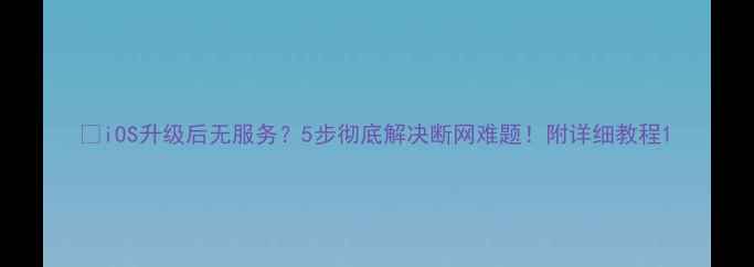 iOS升级后无服务5步彻底解决断网难题附详细教程