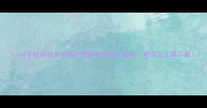 vivo手机刷机全攻略XP系统升级避坑指南附官方工具下载
