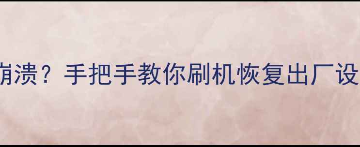 vivo手机卡顿系统崩溃手把手教你刷机恢复出厂设置附保姆级教程