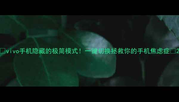 图片 📱vivo手机隐藏的极简模式！一键切换拯救你的手机焦虑症🔥2