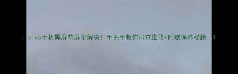 图片 📱vivo手机黑屏花屏全解决！手把手教你排查维修+附赠保养秘籍🔧1