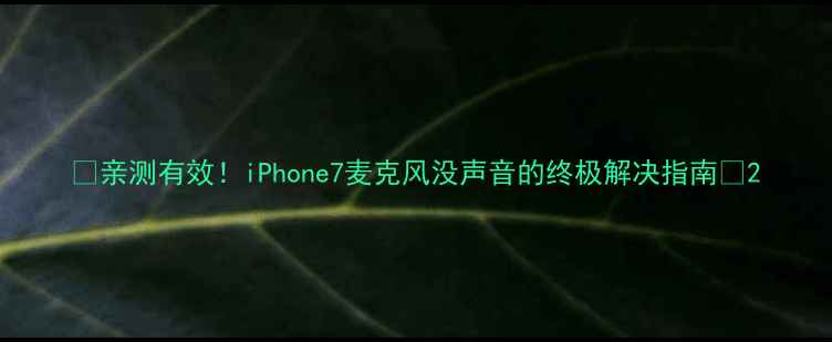 图片 📱亲测有效！iPhone7麦克风没声音的终极解决指南🔧2