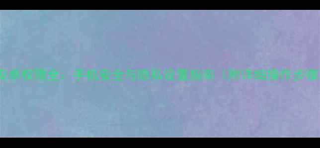 安卓权限全手机安全与隐私设置指南附详细操作步骤