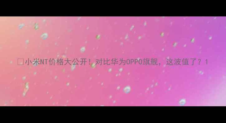 图片 📱小米NT价格大公开！对比华为OPPO旗舰，这波值了？1