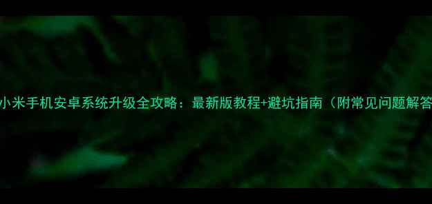 小米手机安卓系统升级全攻略最新版教程避坑指南附常见问题解答
