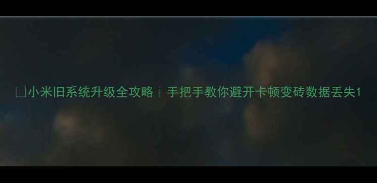 图片 📱小米旧系统升级全攻略｜手把手教你避开卡顿变砖数据丢失1