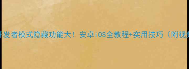 开发者模式隐藏功能大安卓iOS全教程实用技巧附视频
