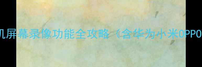 手把手教程手机屏幕录像功能全攻略含华为小米OPPOVivoiPhone