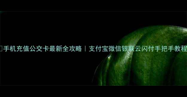 图片 📱手机充值公交卡最新全攻略｜支付宝微信银联云闪付手把手教程1