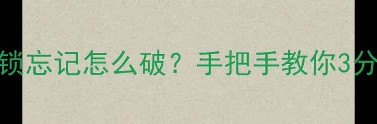 手机密码锁忘记怎么破手把手教你3分钟重置