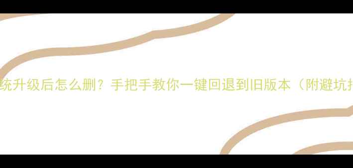 手机系统升级后怎么删手把手教你一键回退到旧版本附避坑指南
