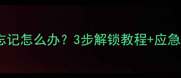 手机锁屏密码忘记怎么办3步解锁教程应急方法附图解