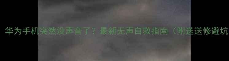 图片 📱救命！华为手机突然没声音了？最新无声自救指南（附送送修避坑攻略）1