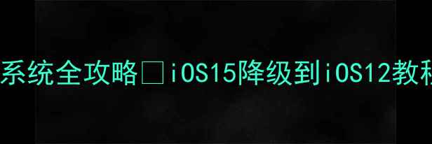 苹果6降级系统全攻略iOS15降级到iOS12教程风险提示