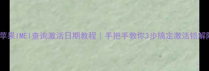 图片 📱苹果IMEI查询激活日期教程｜手把手教你3步搞定激活锁解除1