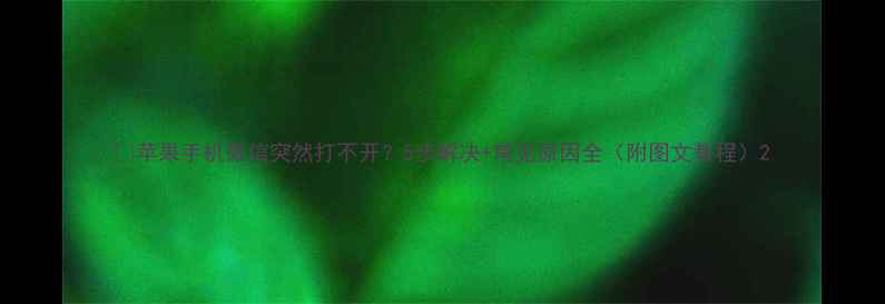 图片 📱苹果手机微信突然打不开？5步解决+常见原因全（附图文教程）2