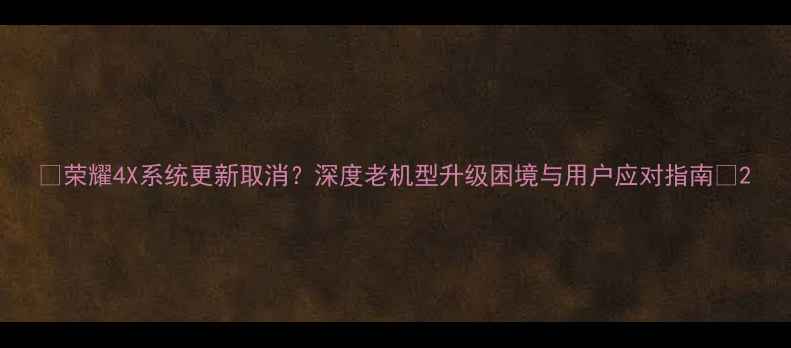 图片 📱荣耀4X系统更新取消？深度老机型升级困境与用户应对指南📱2