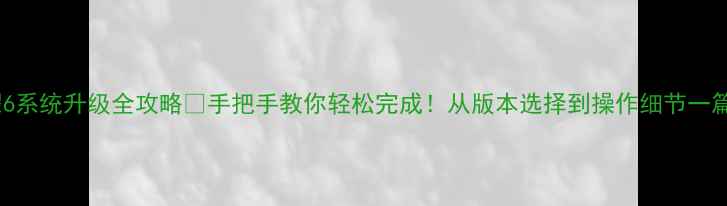 图片 📱荣耀6系统升级全攻略✅手把手教你轻松完成！从版本选择到操作细节一篇说清2