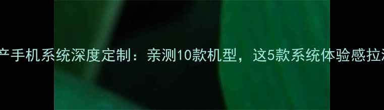 图片 📱💡国产手机系统深度定制：亲测10款机型，这5款系统体验感拉满！✨1