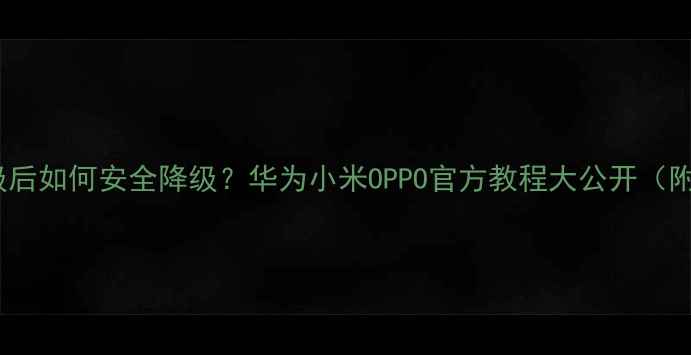 系统升级后如何安全降级华为小米OPPO官方教程大公开附注意事项