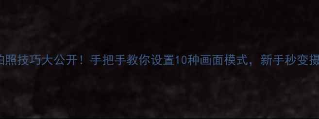 vivo拍照技巧大公开手把手教你设置10种画面模式新手秒变摄影达人