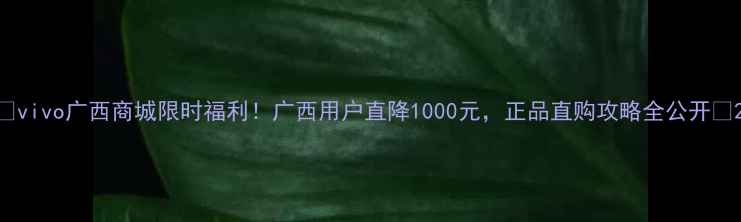 vivo广西商城限时福利广西用户直降1000元正品直购攻略全公开