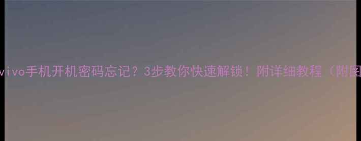 vivo手机开机密码忘记3步教你快速解锁附详细教程附图