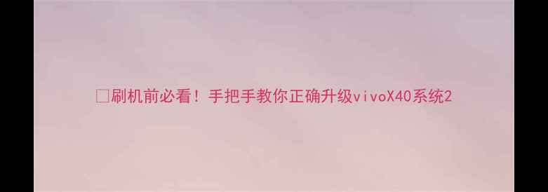 图片 🔥刷机前必看！手把手教你正确升级vivoX40系统2
