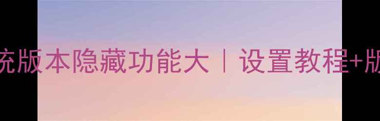 必看手机系统版本隐藏功能大设置教程版本号查询全攻略