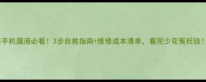 手机漏液必看3步自救指南维修成本清单看完少花冤枉钱